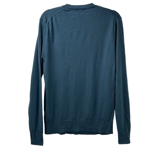 Banana Republic Men’s L Dark Blue 100% Merino Wool Crew Sweater Grandpa Casual - Picture 2 of 12